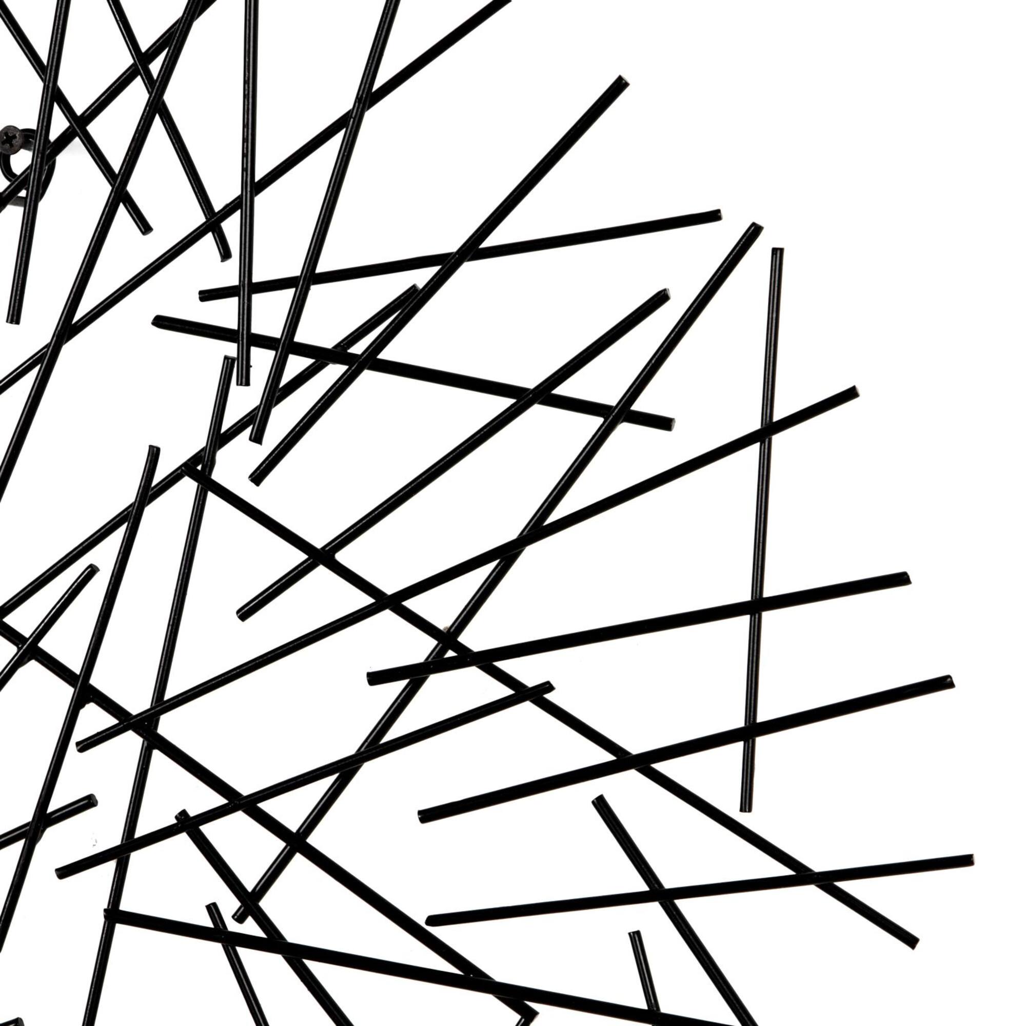 24" x 25" Black Metal Abstract Overlapping Stick Wall Décor